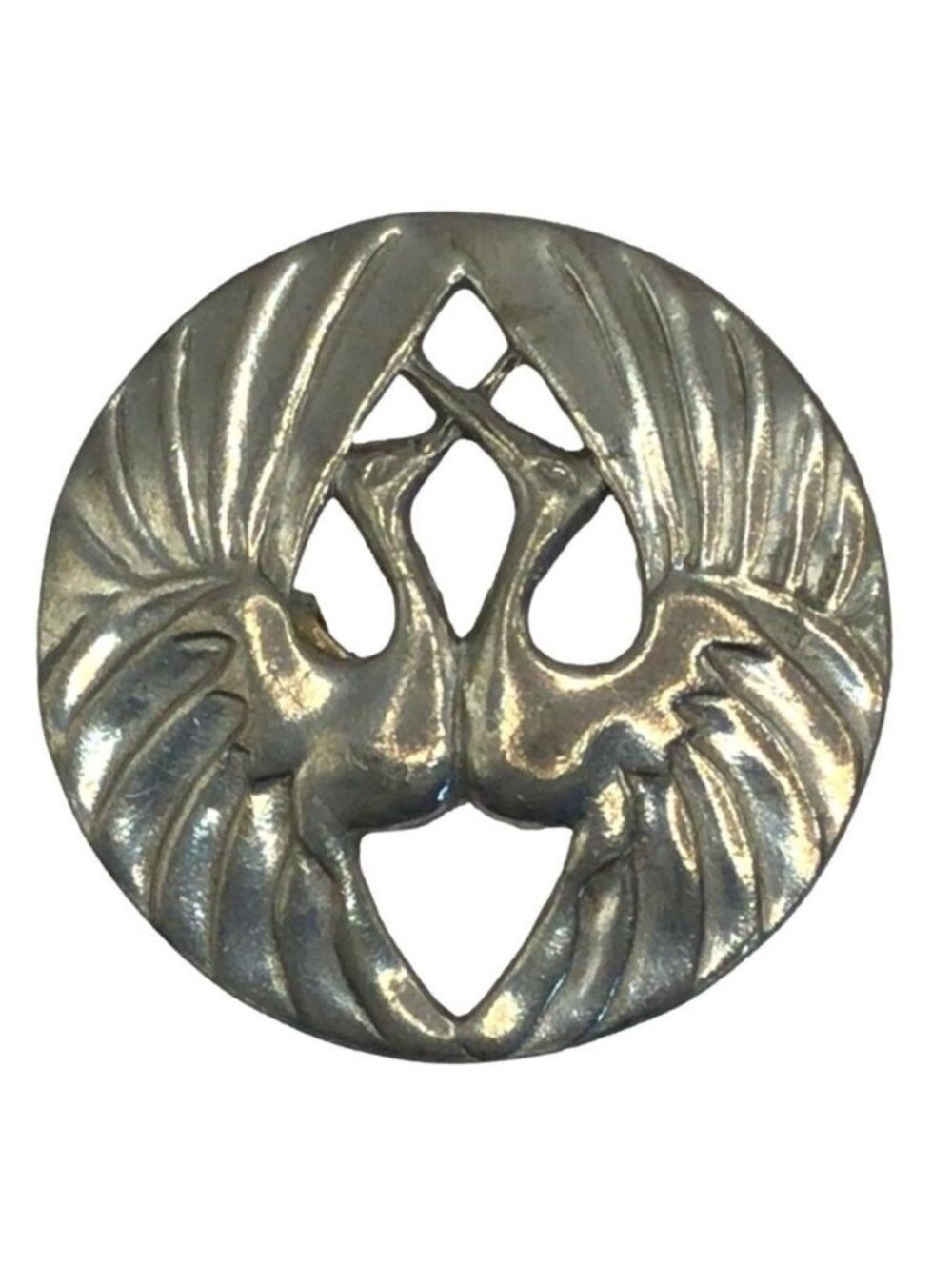 Seagull Pewter Canada Crane Bird Brooch Pin Silver Tone Signed Jewelry